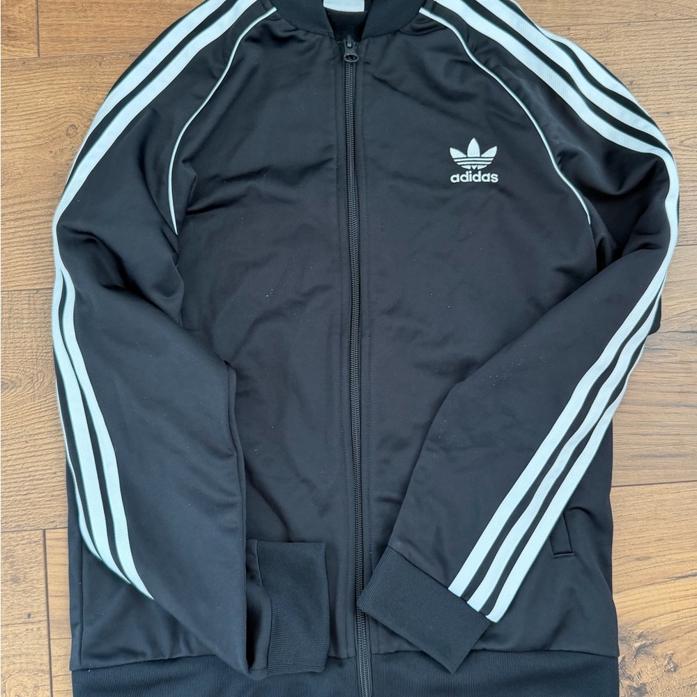 adidas Black Jacket with White Stripes